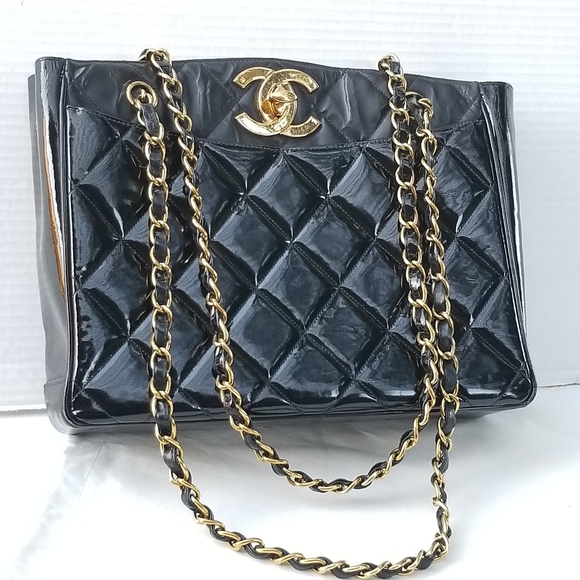 CHANEL Timeless Huge CC 24K Gold Plated Quilted leather chain strap Tote handbag - Picture 3 of 16